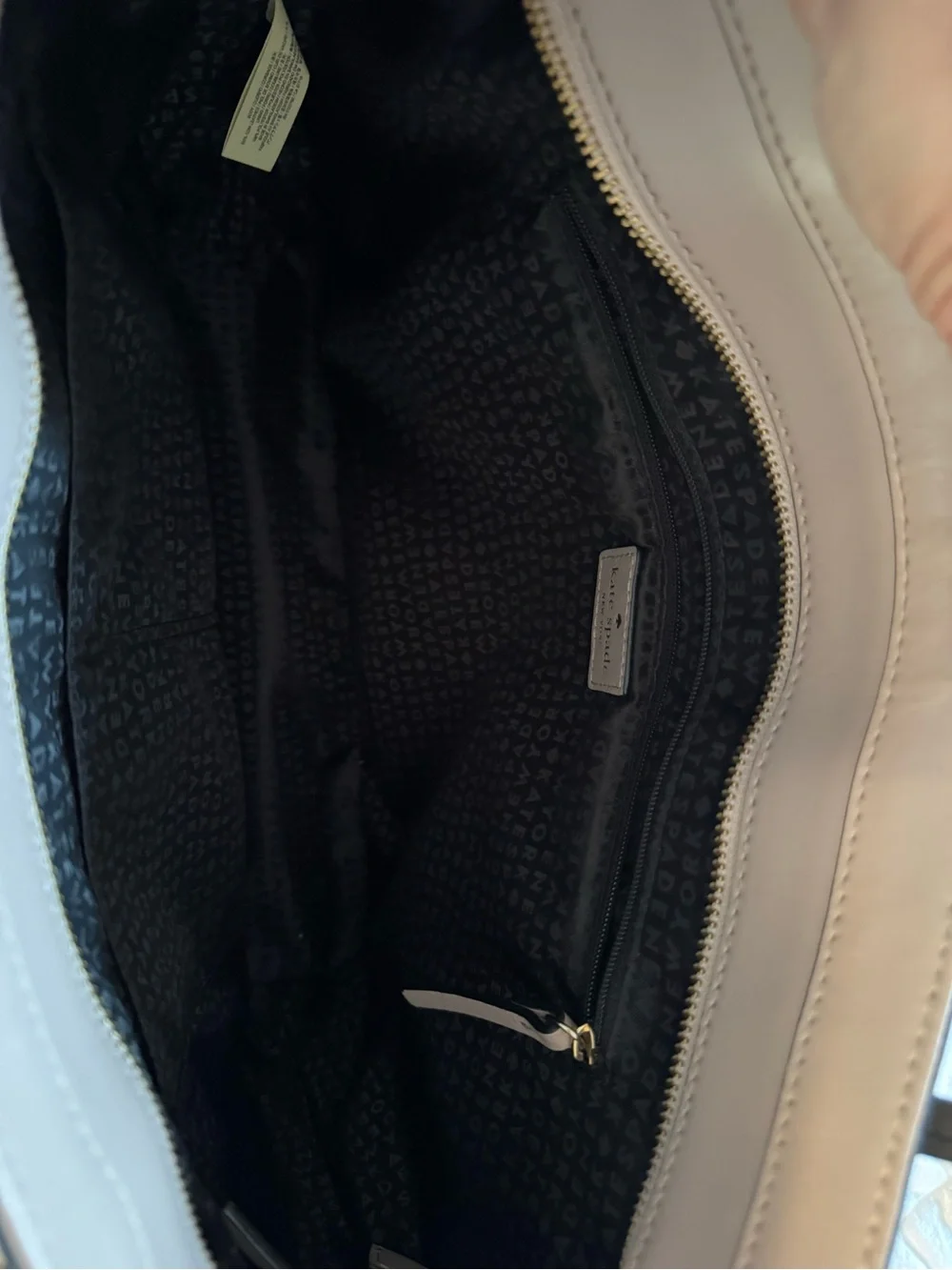 kate spade Two-Tone Blush and Black Leather Tote with Tassel